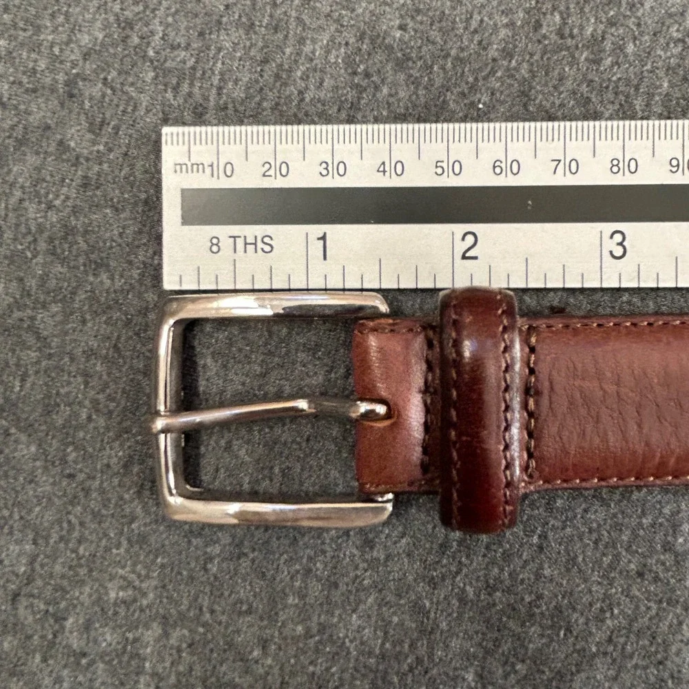 Polo Ralph Lauren Leather Belt Men's Size 38 Brown Made in Italy Silver Buckle